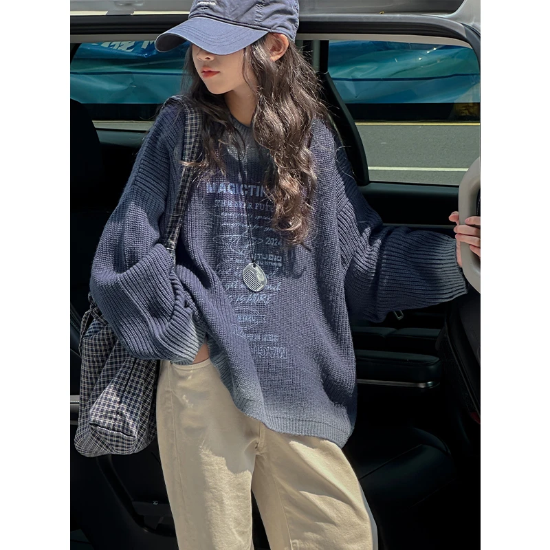 K27241孙小美喷绘女童毛衣2025秋冬装新款儿童上衣针织衫大童