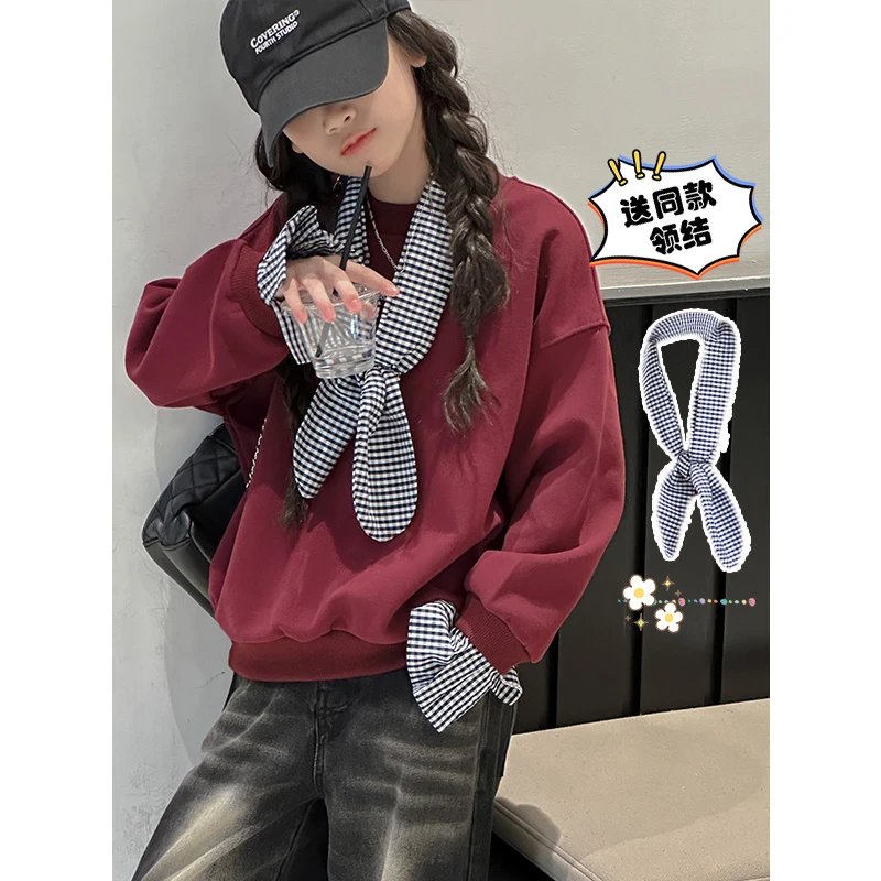 K27275孙小美KIDS拼接女童卫衣春秋款2025新款儿童洋气上衣衣服潮