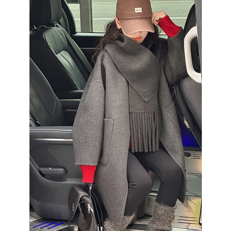 k27997大衣女童高端呢子外套秋冬装洋气新款2025大童双面衣服时髦