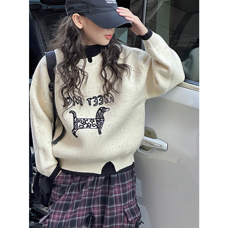 K27835假两件女童高领毛衣2025新款秋冬装加厚针织衫大童打底上衣