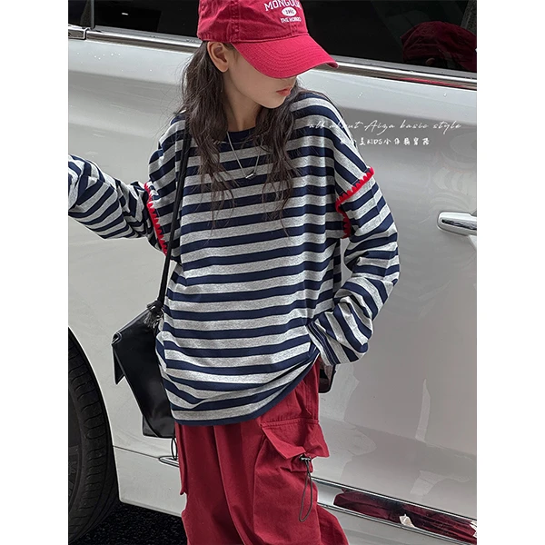 k24181韩国童装秋冬女童长袖T恤儿童上衣女大童加绒加厚宽松潮款t