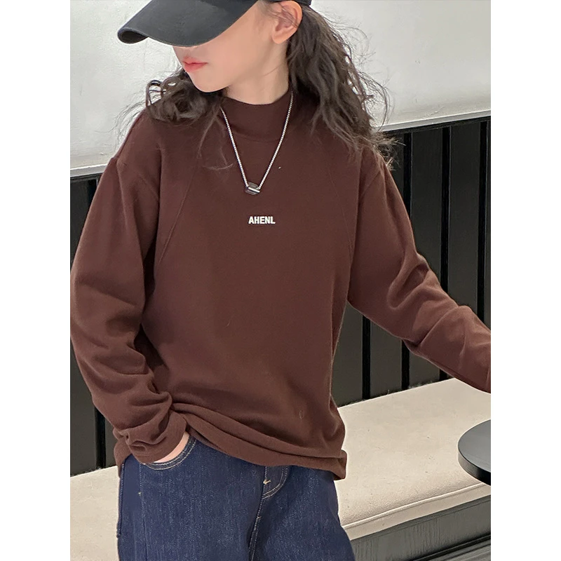 K25235孙小美女童长袖T恤2025新款秋冬儿童磨毛加厚打底上衣t