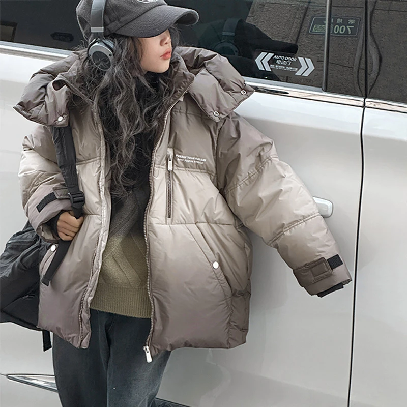 K24999韩国渐变女大童冬装连帽羽绒服儿童防寒加厚外套2025新款潮
