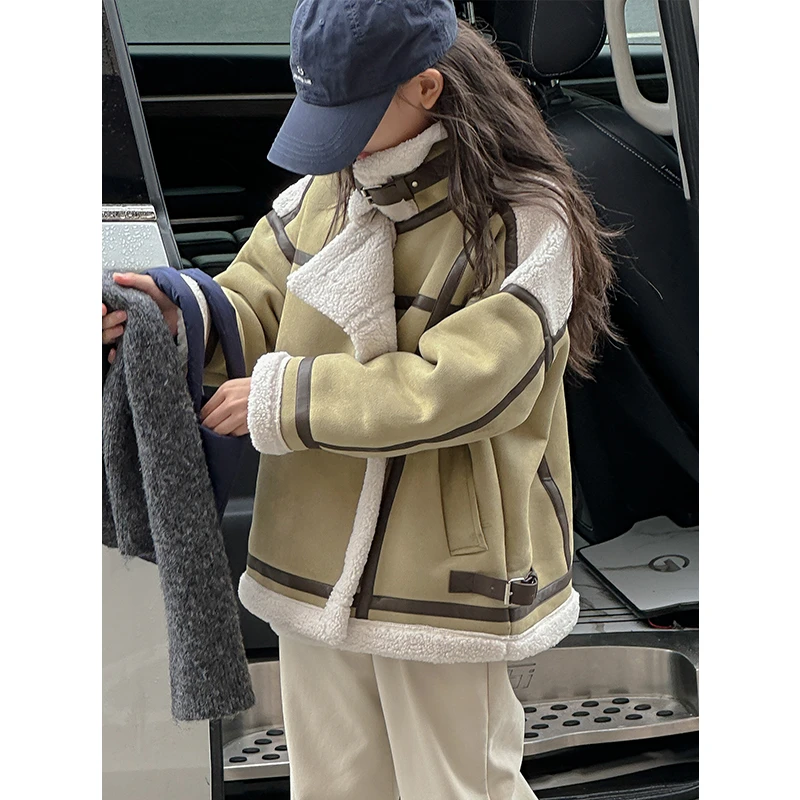 K27582孙小美女童时髦外套2025新款秋冬装毛毛上衣加厚保暖潮