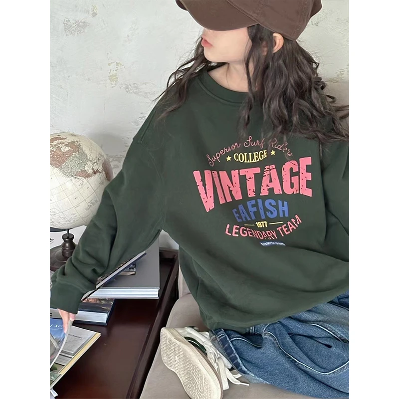 K27195孙小美做旧女童卫衣2025春秋装新款上衣女孩百搭衣服潮