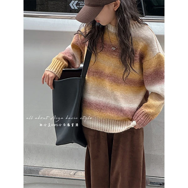 k25048韩国童装女童毛衣秋冬装新款儿童打底衫洋气加厚针织衫上衣