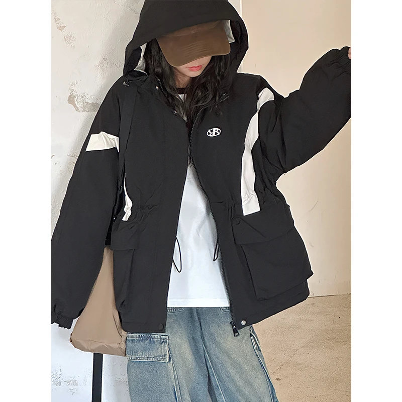 K27655孙小美撞色女童工装外套2025新款秋冬装夹棉加厚上衣潮