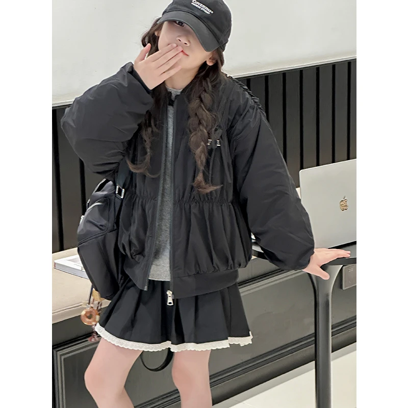 K27374孙小美KIDS女童棉服2025冬装新款儿童加厚保暖外套棉衣服潮