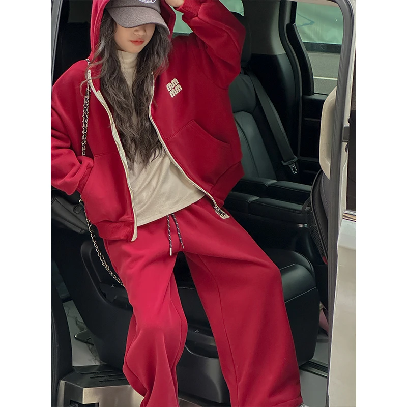 K27395女童运动套装2025新款秋冬装加绒加厚儿童休闲两件套保暖潮