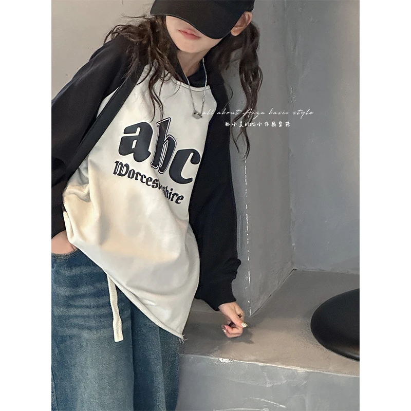 K24582韩国童装女童卫衣春装新儿童春秋上衣女孩洋气时髦连帽衣服