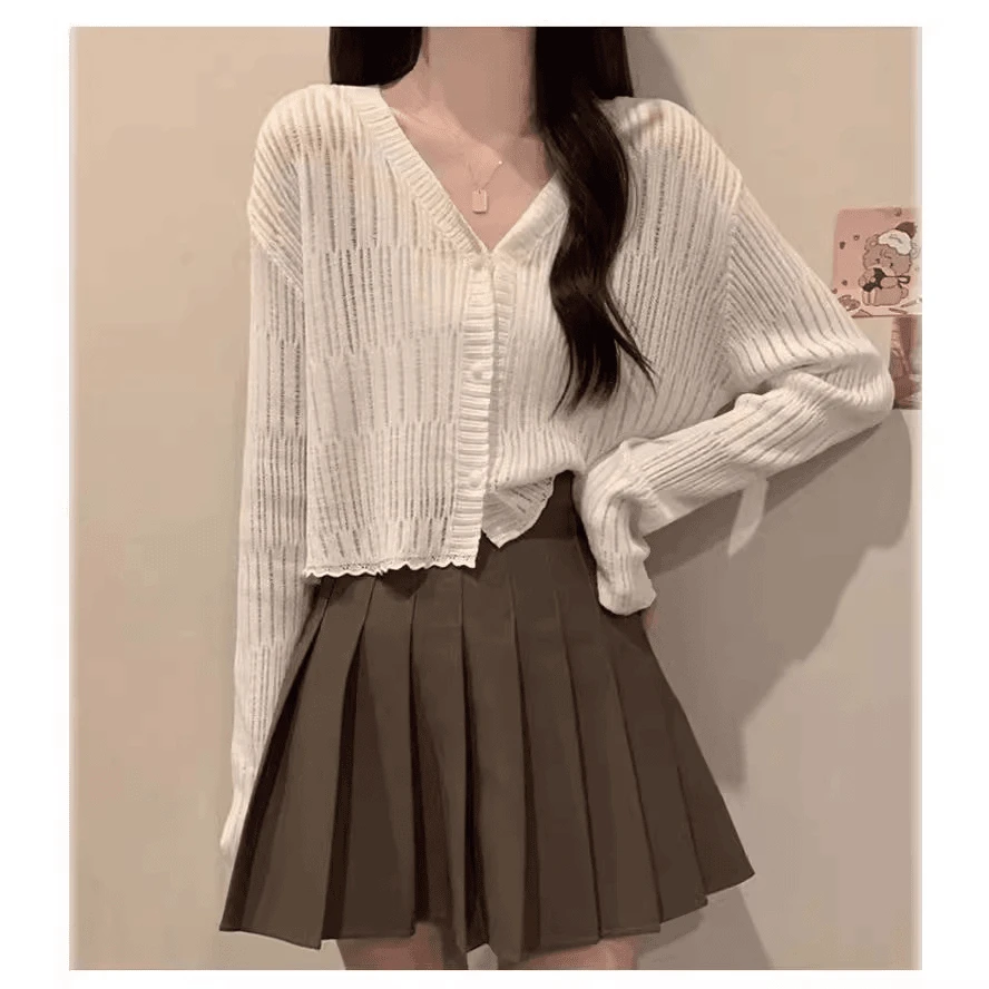 大码针织开衫外套女夏薄款镂空冰丝防晒披肩空调罩衫短款上衣胖mm