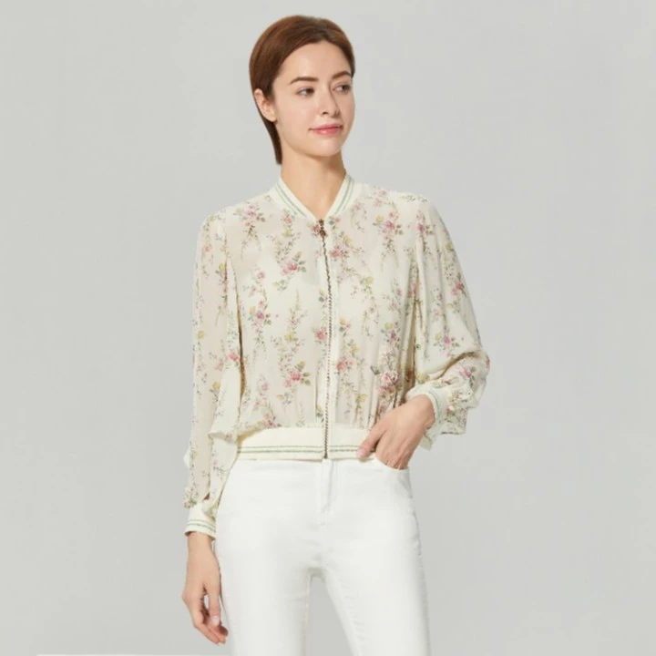 Pink Mary/粉红玛琍桑蚕丝拼接上衣PMAKS6308