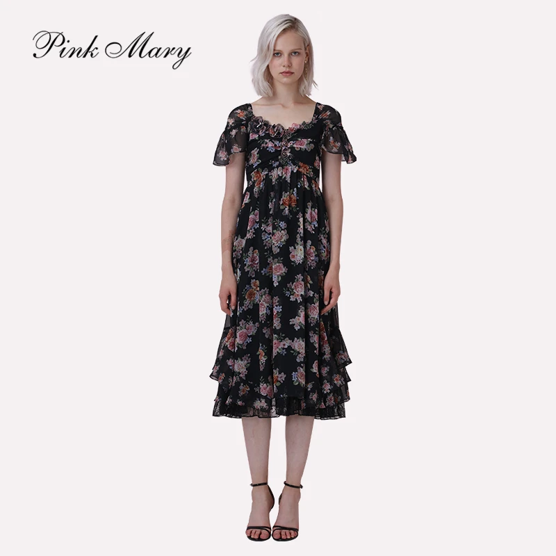 Pink Mary/粉红玛琍通勤女装修身连衣裙PMAJS5752