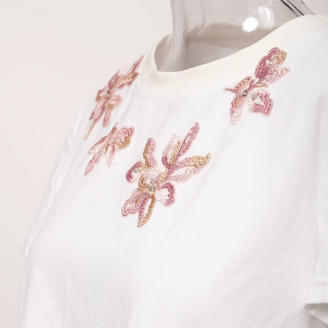 Pink Mary/粉红玛琍白色时尚女士T恤TMANS1509