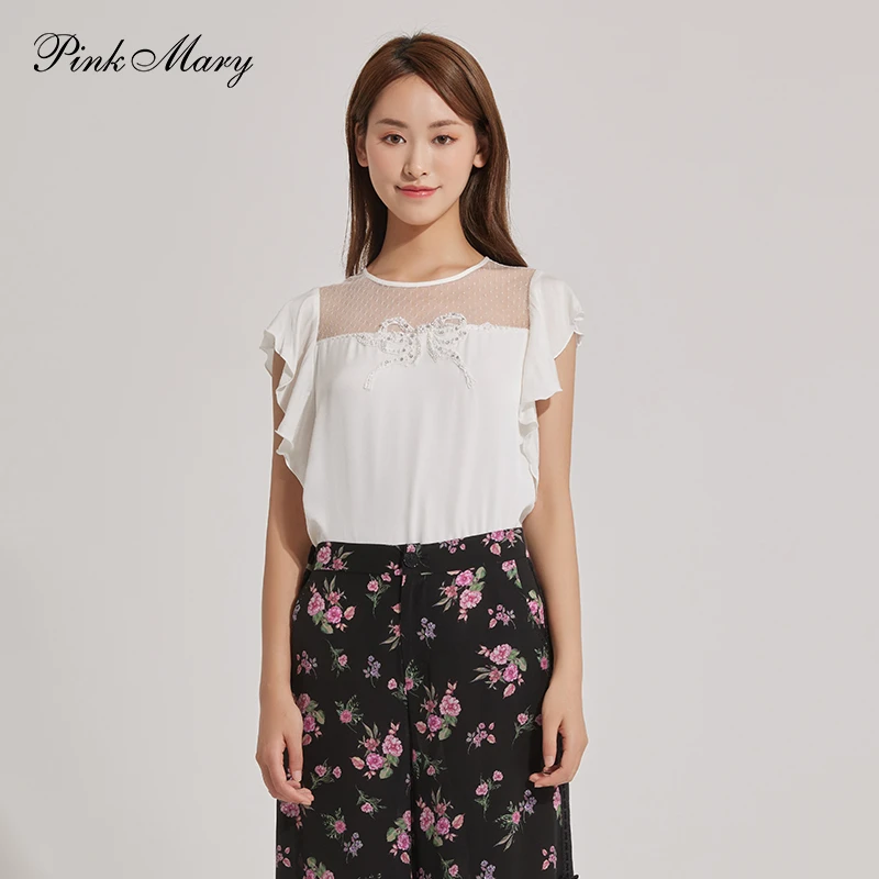 Pink Mary/粉红玛琍夏季衬衫女士吊带露肩上衣PMAIS1061