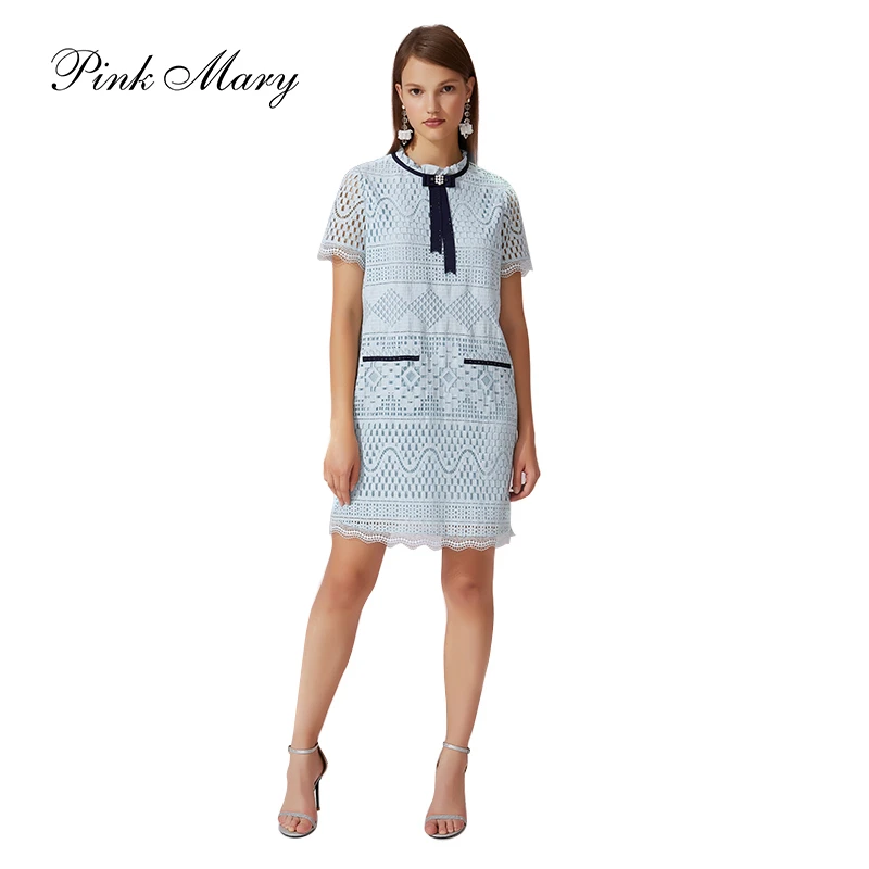 Pink Mary/粉红玛琍连衣裙短袖时尚端庄大方PMAIS5027