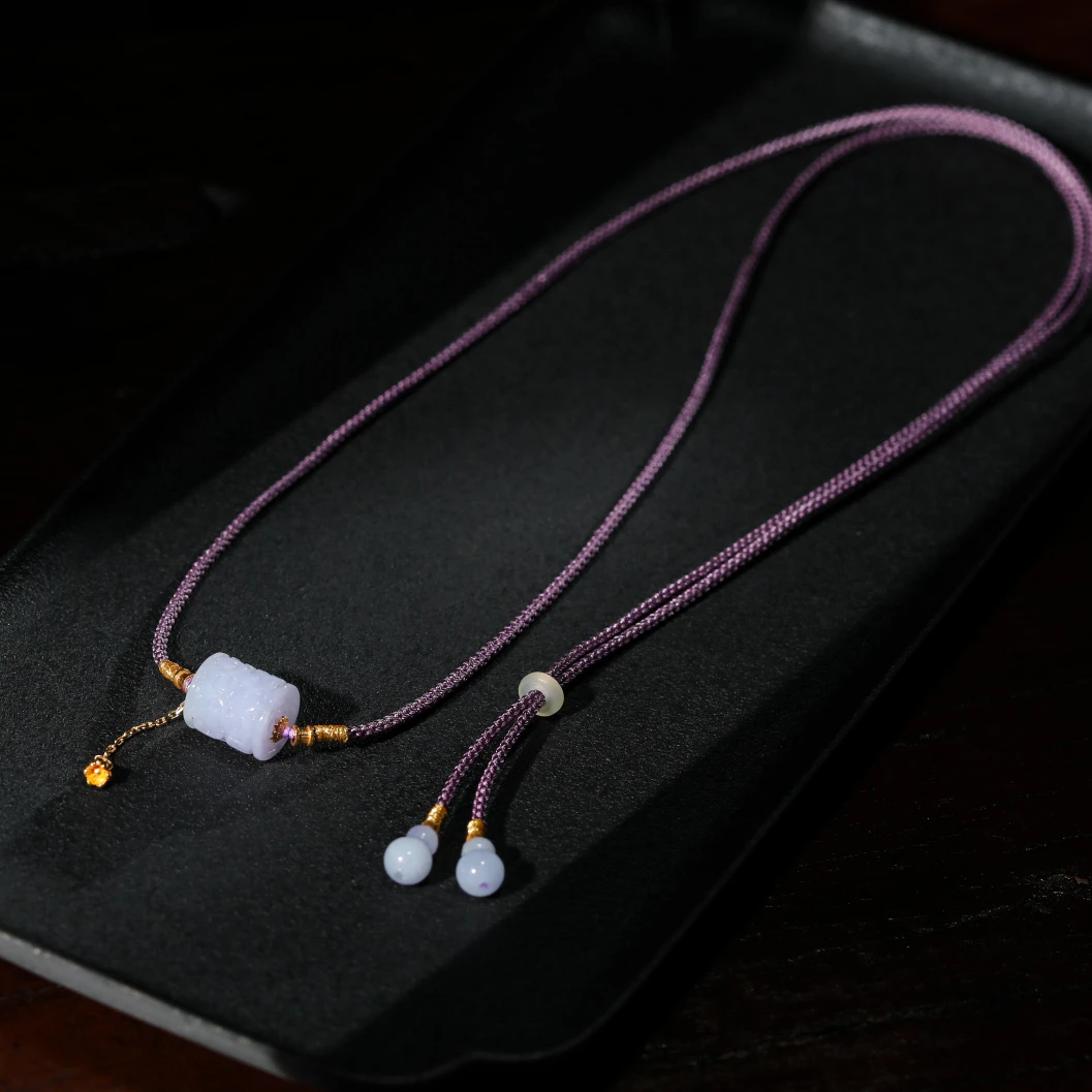 【意婵】《紫妤》天然高品紫翡翠精雕路路通项链18K金-906823