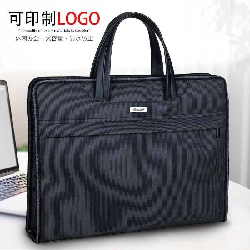 帆布文件包女高效公文袋牛津布内衬a4百利文手提会议袋印字logo