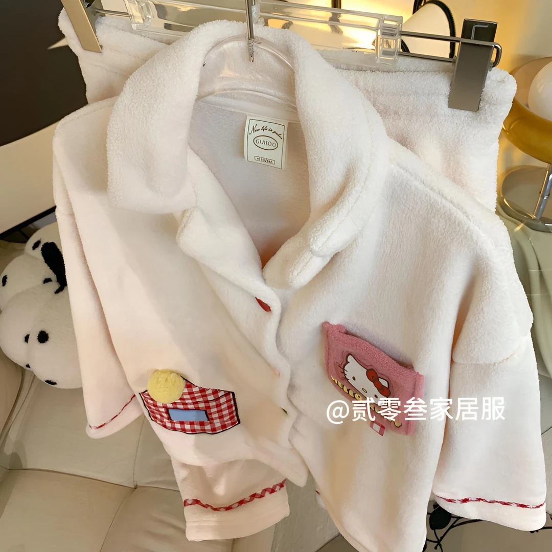 【KT小屋】日系少女卡通法兰绒冬季加绒加厚牛奶绒可爱女保暖家居服