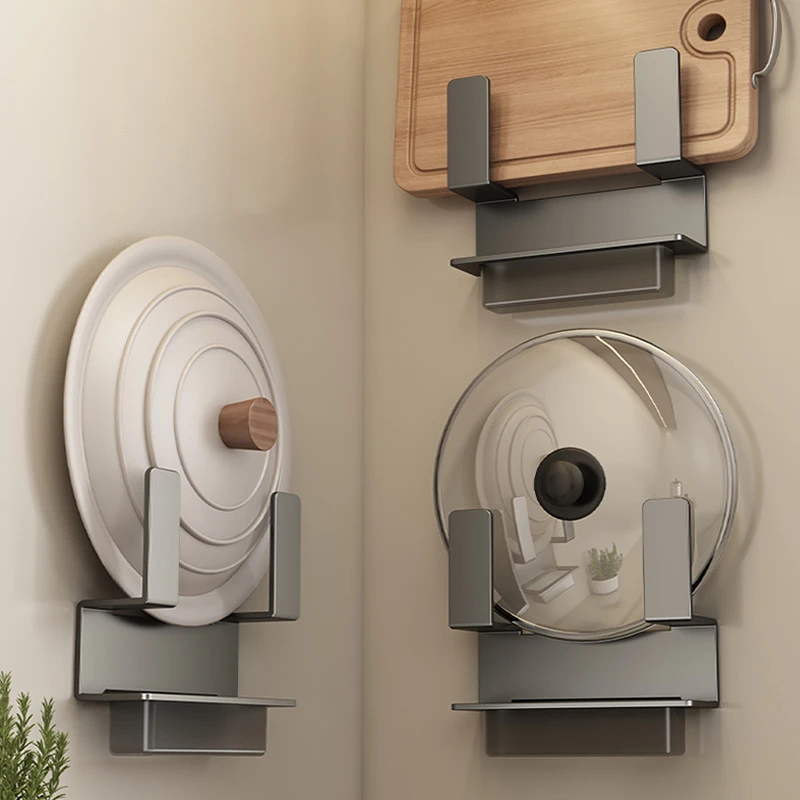 贝清源免打孔锅盖架厨房置物架壁挂式放菜板砧板多功能墙上收纳神