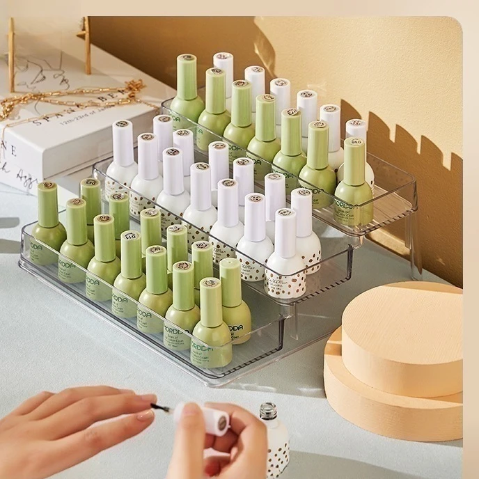 美甲甲油胶展示架亚克力桌面指甲油收纳盒多层香水化妆品工具放置