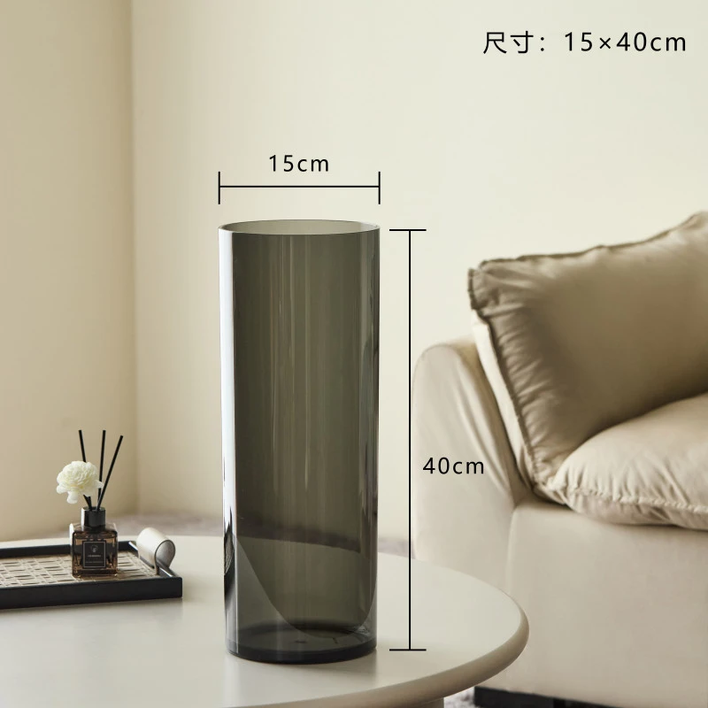 【单独打包发货包邮不参与凑单】15cm口径40cm高度灰色亚克力花瓶