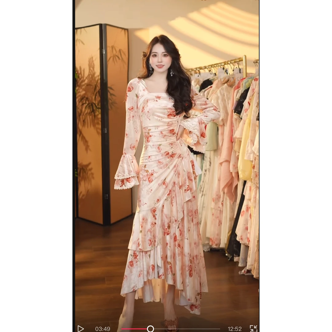 【瑞瑞定制】烟雾玫瑰A1006连衣裙-340清仓