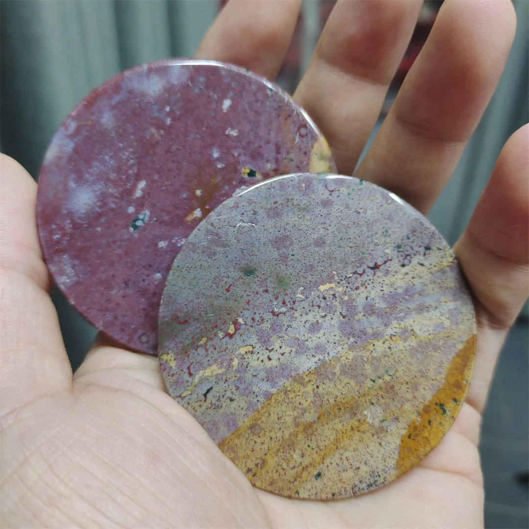 【珠宝兄弟】海洋碧玉玛瑙圆牌杯垫 多样性发一个