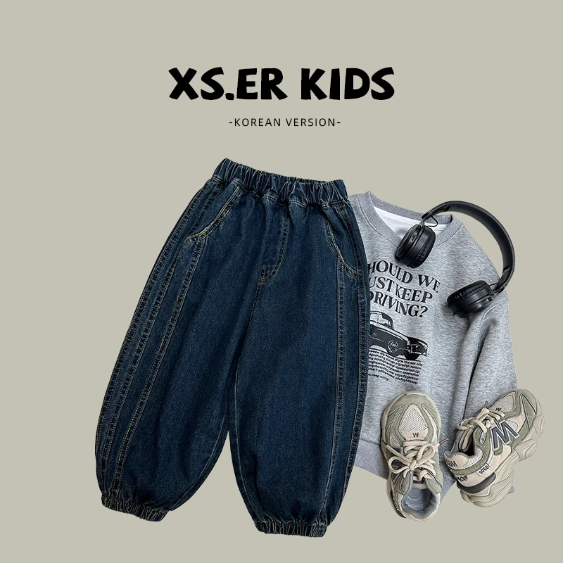 【小首尔】男童复古简约秋新款百搭水洗牛仔裤HBB2097