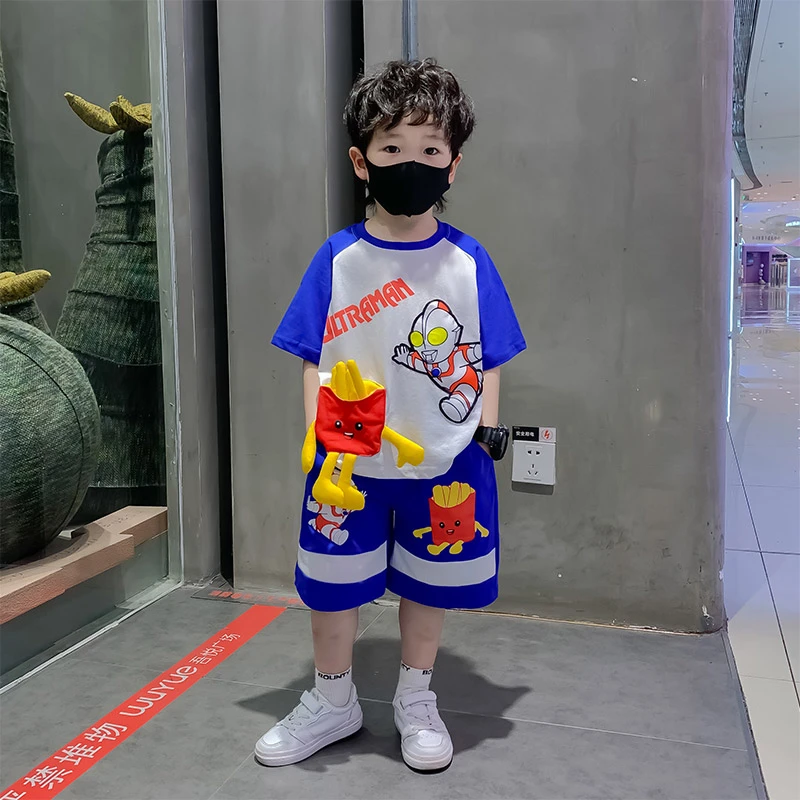 奥特曼夏季衣服洋气时髦男童夏装套装2024新款儿童夏天宝宝运动潮