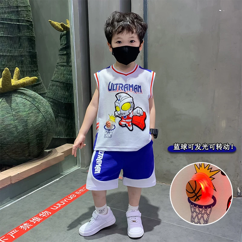 男童奥特曼夏装无袖2025新款儿童帅气时髦背心套装宝宝奥特曼衣服