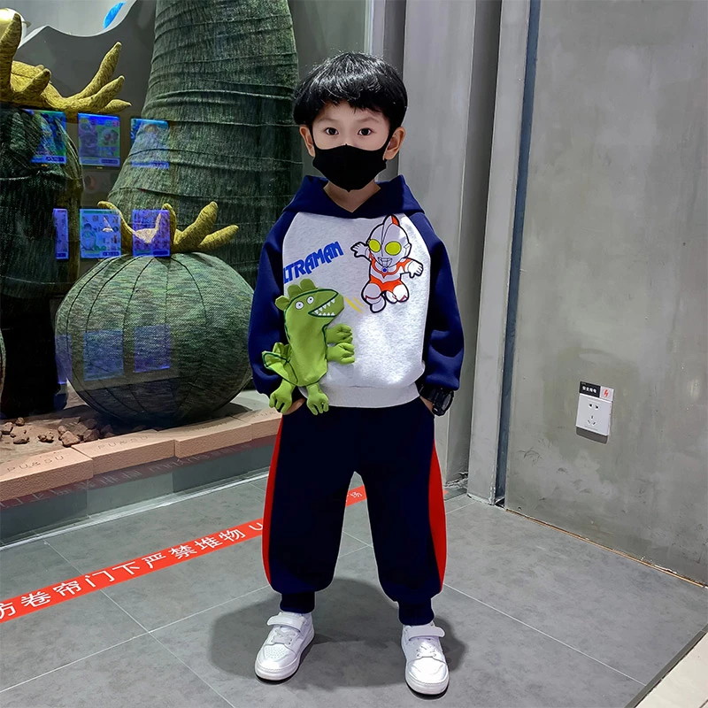 奥特曼连帽衣服童装男童春秋装套装新款秋季洋气宝宝儿童帅气时髦