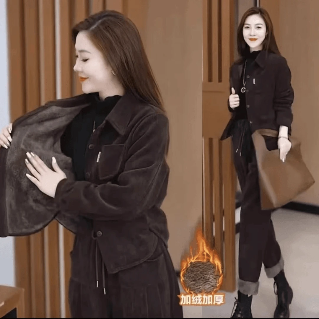 【有运费险】加绒加厚两件套保暖套装女士外套