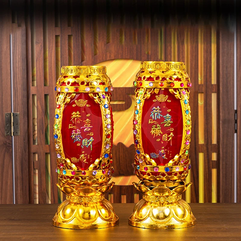 家用无烟水晶蜡烛过年过节红蜡烛新年春节用水晶蜡烛防风无烟蜡烛