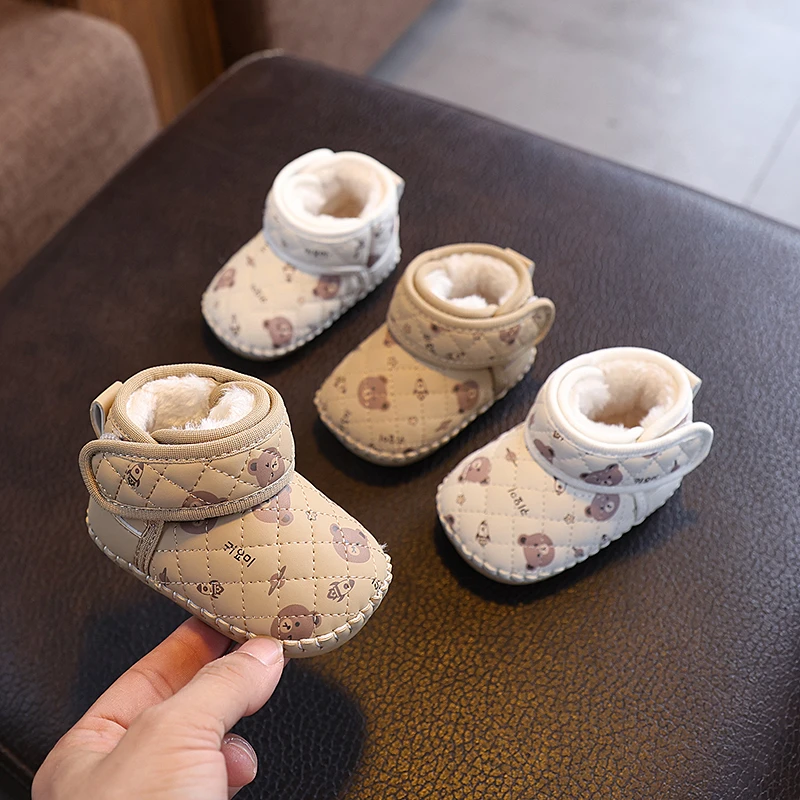 冬季新款宝宝雪地靴男女小童加绒棉鞋保暖软底0-1岁婴儿学步鞋子9