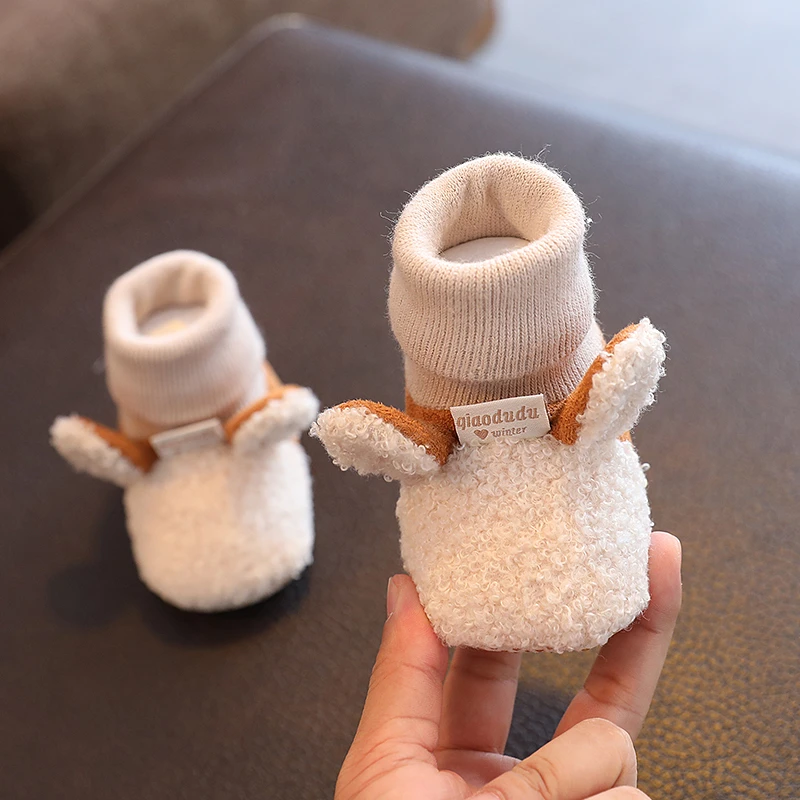 婴儿鞋秋冬季1岁加绒加厚保暖棉鞋袜男女宝宝学步鞋不掉0-6—12月