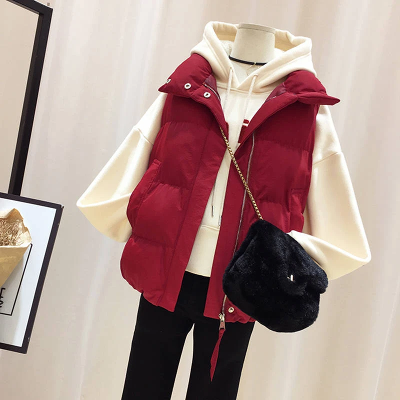 2201胖mm大码棉服马甲女短款韩版学生2023秋冬百搭宽松马夹坎肩