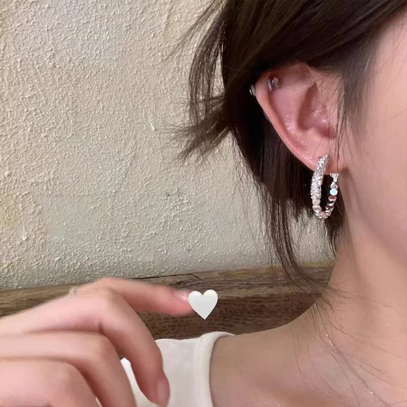 铜合金耳饰 小众独特素圈耳环绝美轻奢高级感耳钉耳扣PT0122