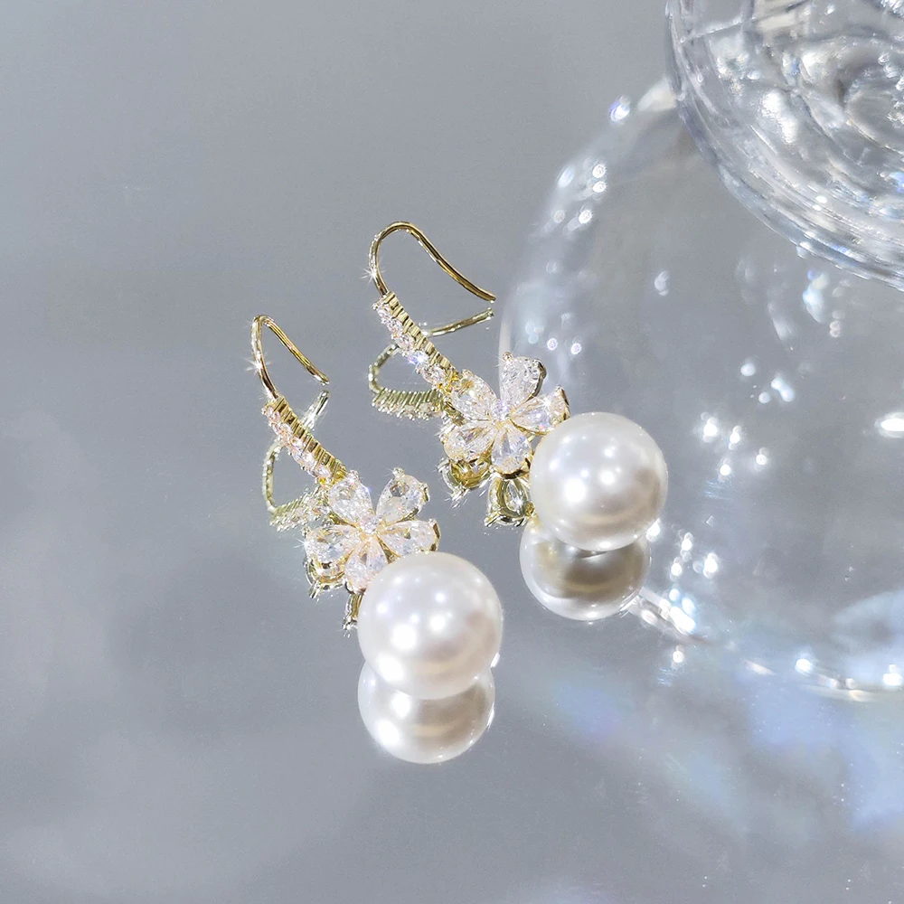 铜合金耳饰 白色仙女优雅温柔素款设计感PT0094