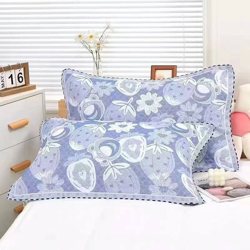 柔软高档三层纱布成人加大枕巾加厚透气情侣单人一对装（52*78cm）