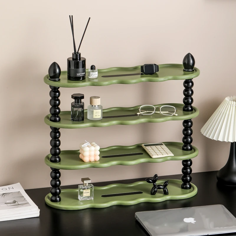 茶柜边柜客厅储物桌面多层置物收纳架零食大容量多功能复古展示架