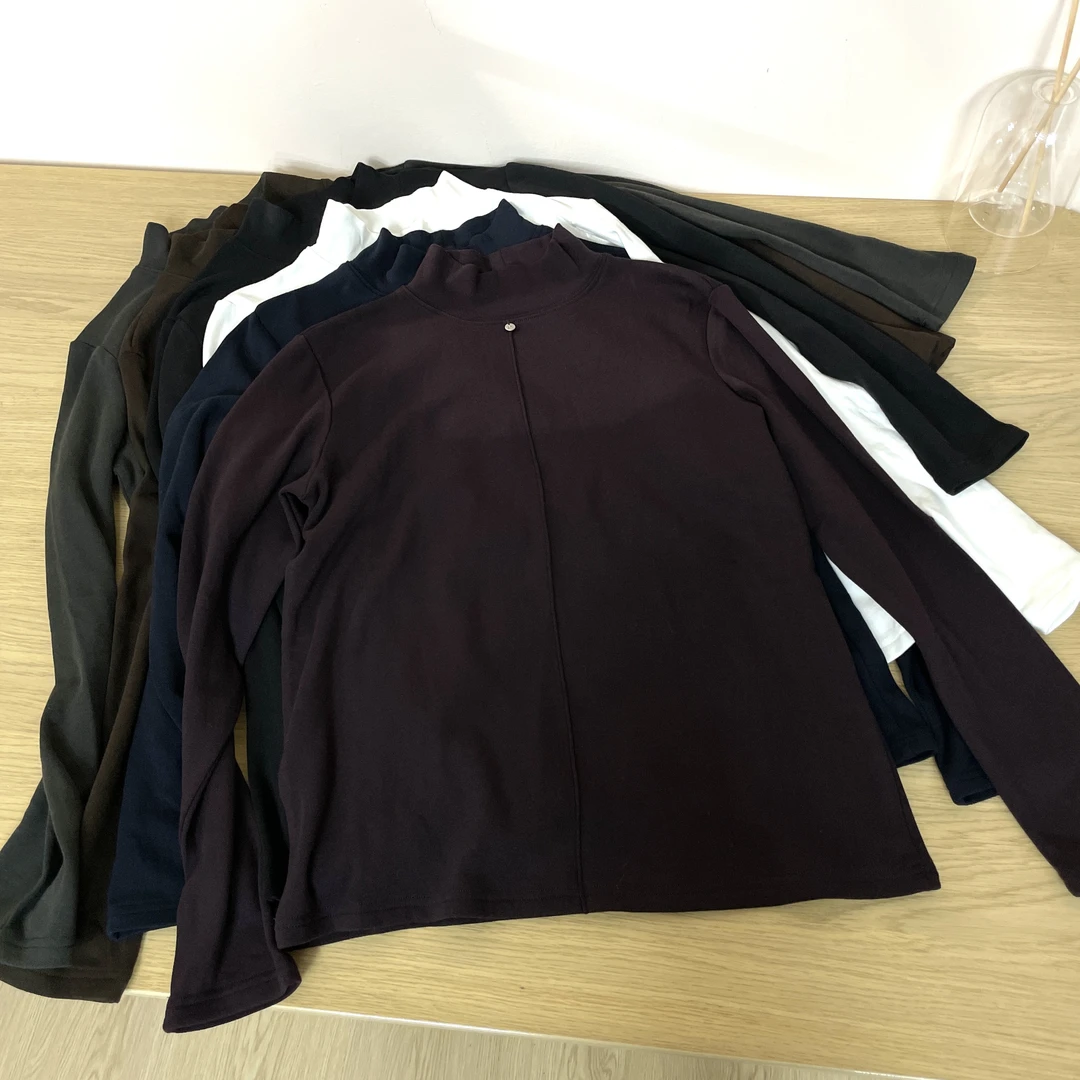 K2302内里绒感温暖舒适打底衫女秋冬季洋气内搭半高领上衣