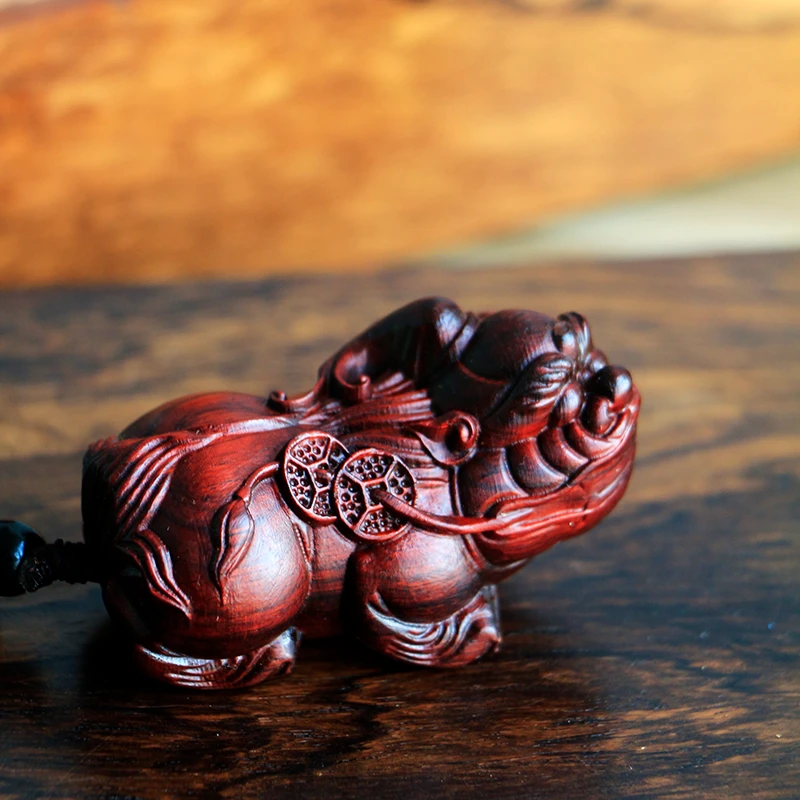 紫檀木雕瑞兽貔貅手把件 摆件男女通用把玩件