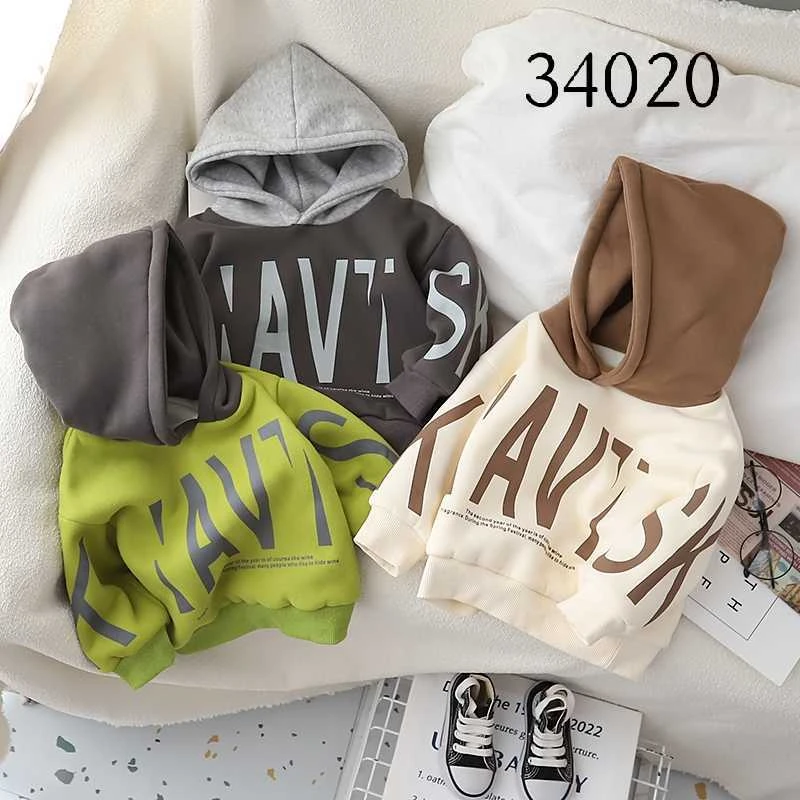 儿童加绒连帽卫衣冬款韩版秋冬装男童洋气上衣小童保暖外套潮带帽