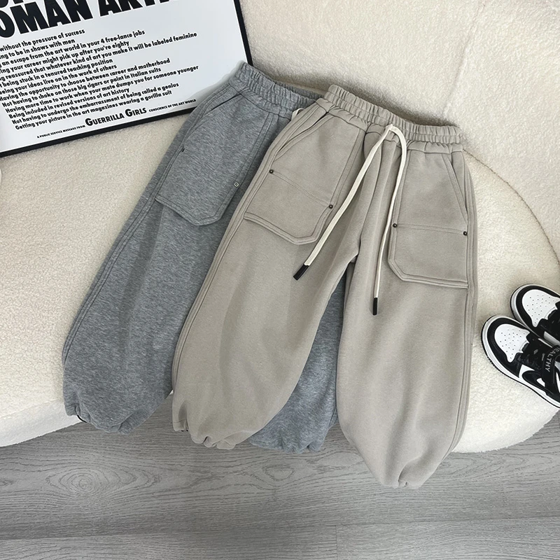 儿童加绒裤子冬装新款童装男童秋冬保暖休闲裤女宝宝中小童长裤潮