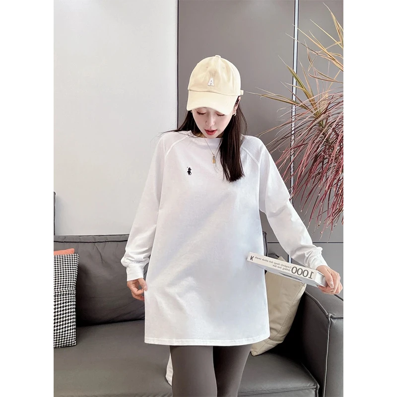 2024秋季设计感减龄打底休闲时尚潮流宽松中长款长袖T恤百搭洋气