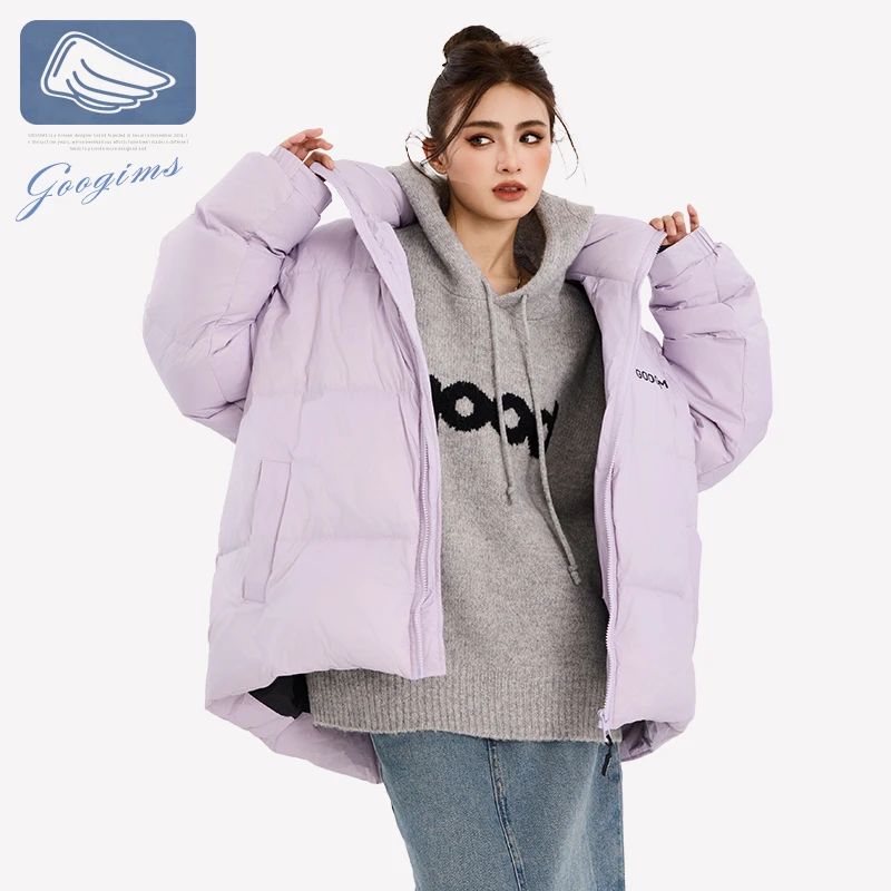 GOOGIMS短款羽绒服男女同款白鸭绒宽松情侣款外套