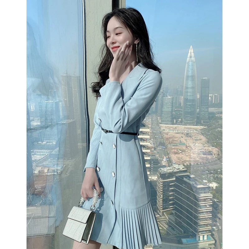 【语馨工厂】5405设计款气质西装连衣裙2023春秋季新款连衣裙
