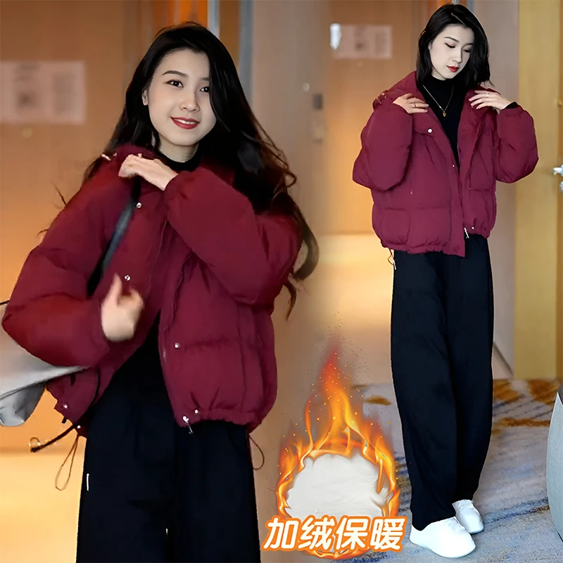小个子连帽棉服女2024冬季新款棉袄宽松加厚保暖面包服棉衣外套