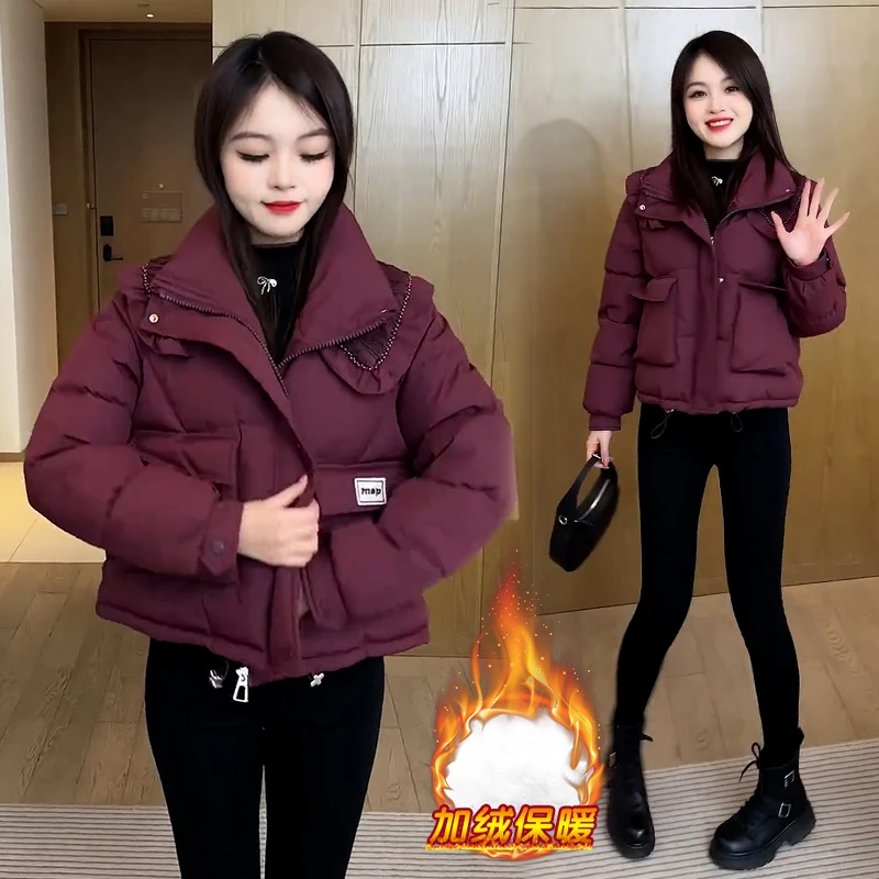 加绒加厚时尚百搭棉服女2024年冬季新款宽松显瘦洋气质保暖短外套